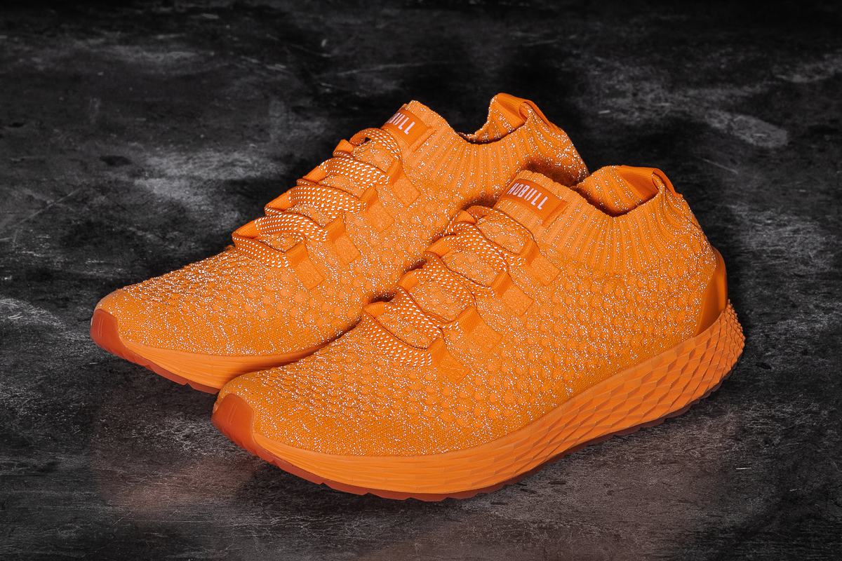 Nobull Neon Knit Runner Men's Running Shoes Orange | Australia (YC8472)